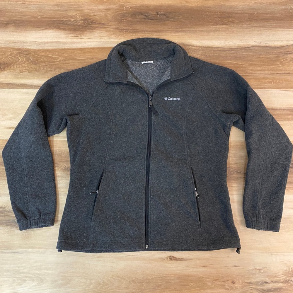 Columbia Full Zip Fleece Jacket Womens XL Gray Lightweight Outdoor Activewear